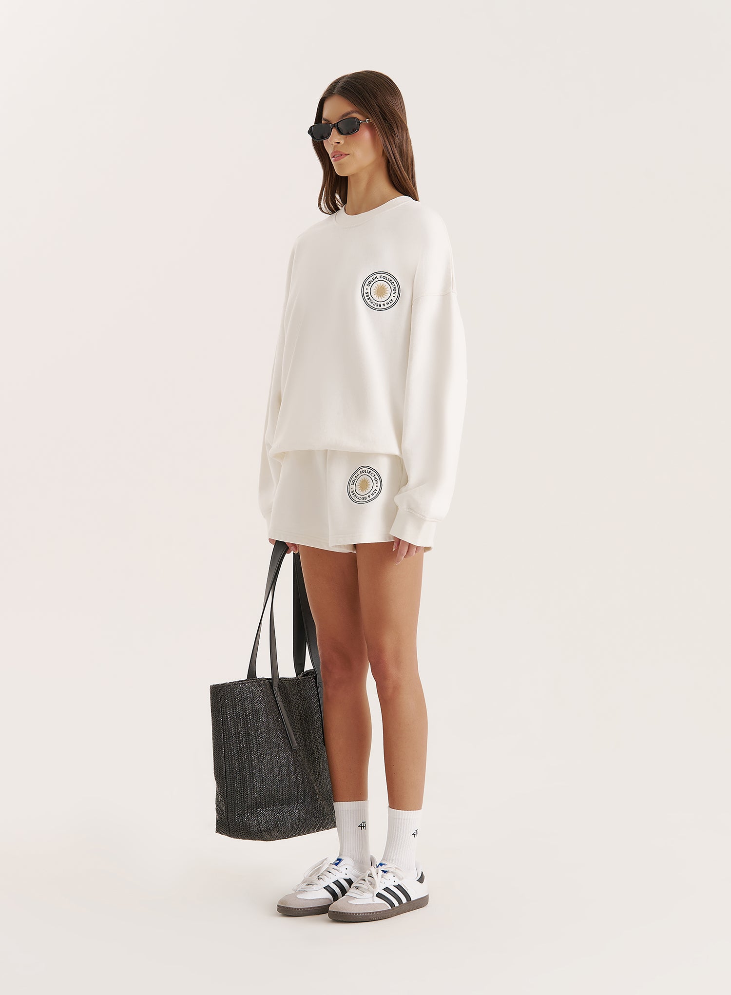 Off White Embroidered Emblem Short